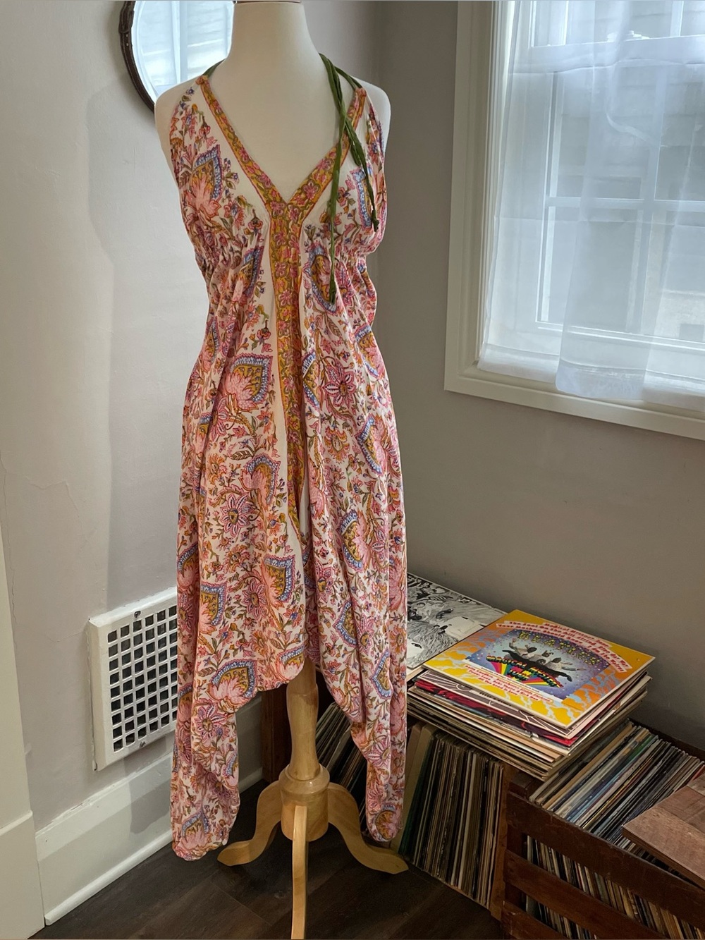 Ishani Designs Boho Paisley Harem Halter Jumpsuit One Piece Adjustable Tie OS